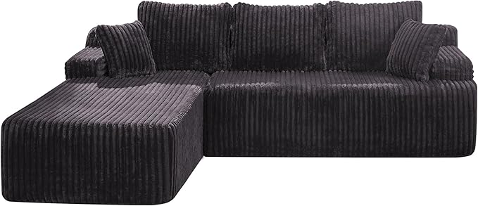 Hobestluk Modular Sectional Sofa Couches L-Shape Couch 3 Seat Modular Sofa Memory Foam Sectional Couches for Living Room, Cloud Couch with Oversized Chaise (108" Left Facing Chaise)