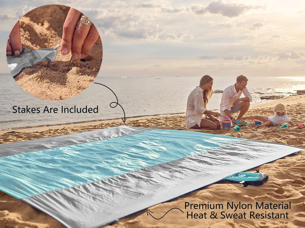 WEKAPO Beach Blanket - Extra Large Sandproof & Waterproof Mat | Quick Drying for Vacation & Camping