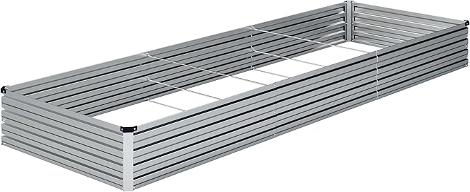 DIIYIV 12x4x1FT Galvanized Raised Garden Bed Kit,Vegetable Boxes-Rectangle Metal Flower Box,Large Planter Raised Beds Outdoor Garden for Planting,Fruit,Herb-Silver