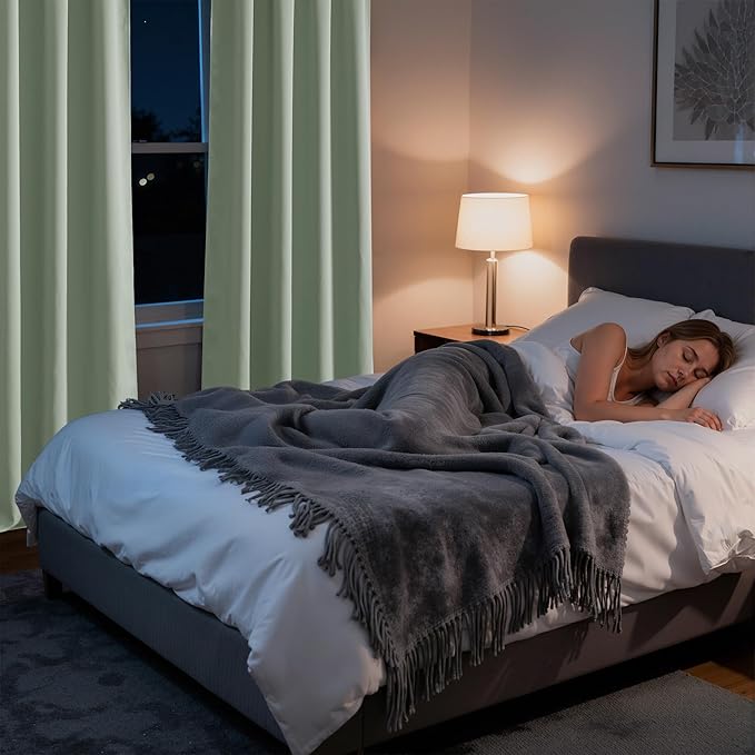 RYB HOME Bedroom Blackout Curtains 80 inches Long, 100% Blackout Thermal