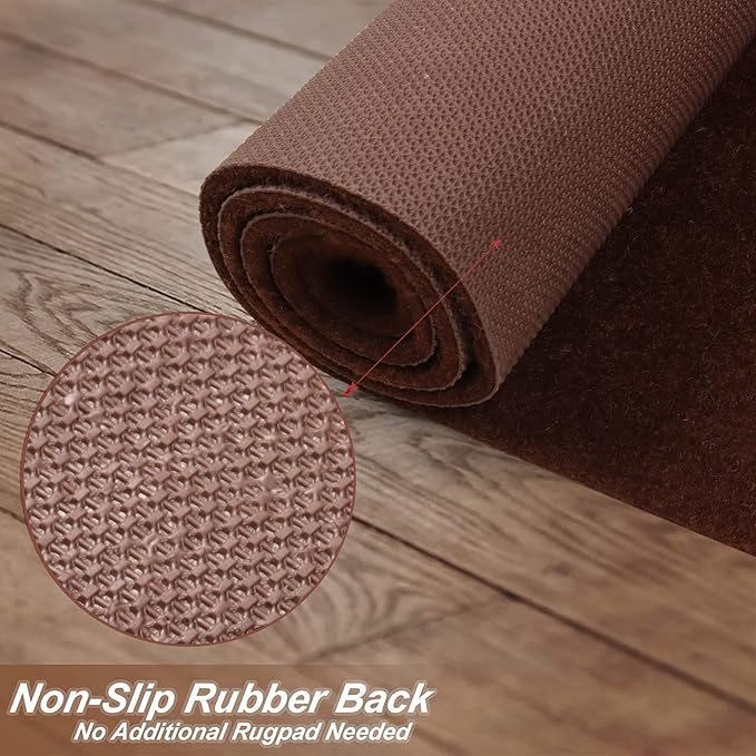 2' x 33' Runner Rugs with Rubber Backing, Indoor Outdoor Utility Carpet Runner Rugs, Chocolate Brown, Can Be Used as Aisle for The RV and Boat, Laundry Room and Balcony