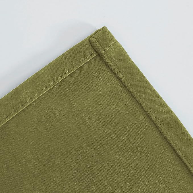 LEMOMO Blackout Curtains 66 x 72 Inch Long Olive Green Curtains Set of 2 Panels