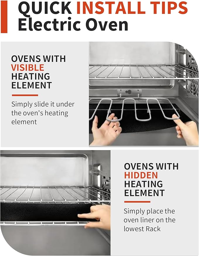 3 Pack Oven Liners for Bottom of Oven, 17x25" Large Heavy Duty Non-Stick Reusable Oven Mat for Electric, Gas, Toaster & Convection Ovens - BPA & PFOA Free, Dishwasher Safe, Kitchen Essentials, Black