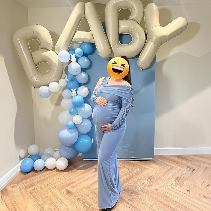 40 Inch Letter Balloons S, Big Custom A-Z Alphabet Foil Name Balloon Cream White, Self Inflating Beige Customize Helium Balloon Letters S for Women Girls Birthday Bride Baby Shower Party Decorations