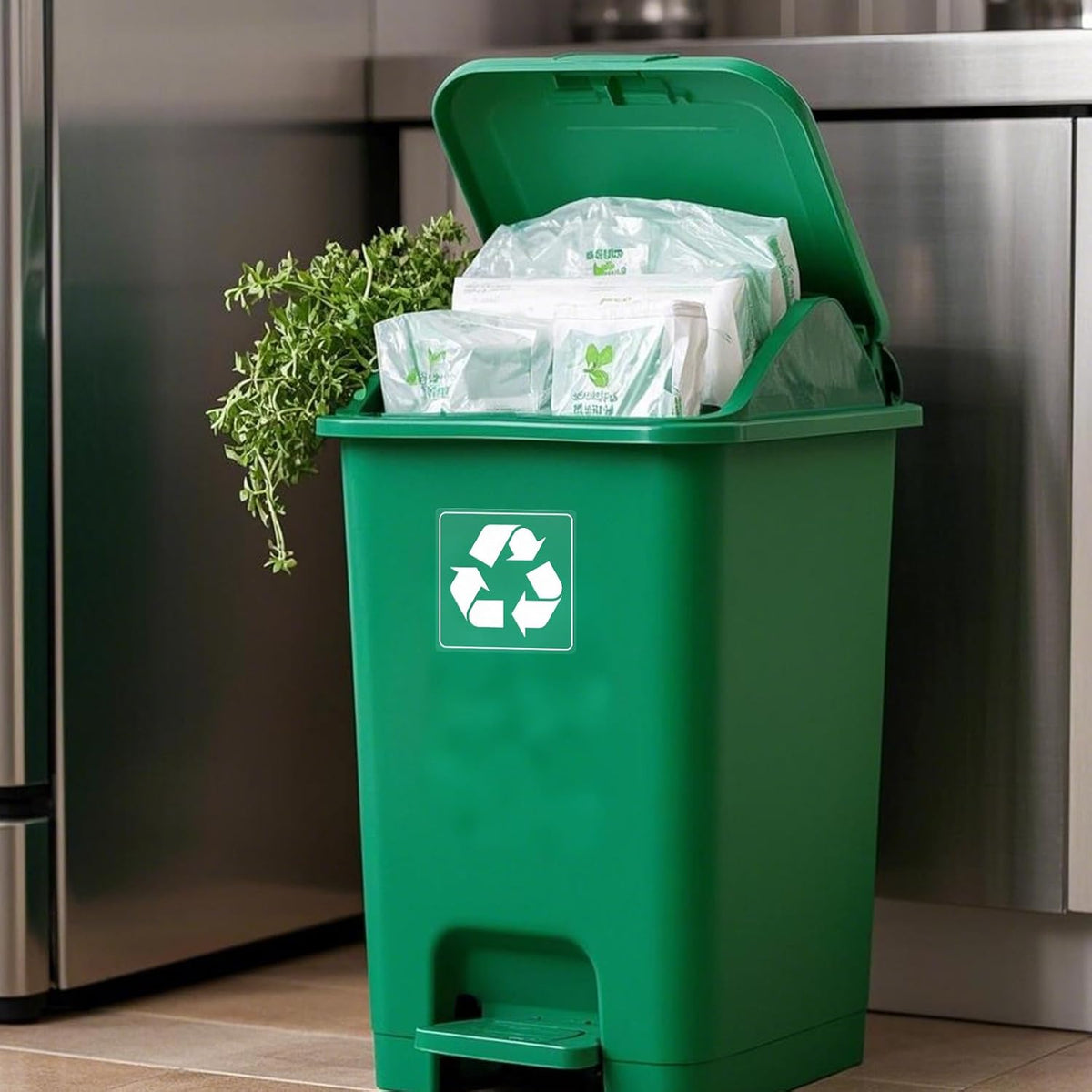10 Pack Recycle and Trash Clear Stickers 3×3 Inches Vinyl Transparent Weatherproof Self Adhesive Waste Sign for Bins Home Business