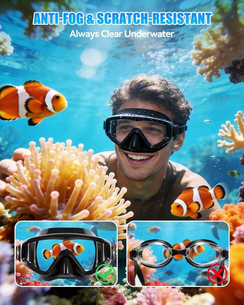Aegend Diving Mask for Adult & Teen - Panoramic Anti-Fog Comfort Fit Goggles with Mesh Bag for Snorkeling, Scuba Diving, Freediving & Swimming