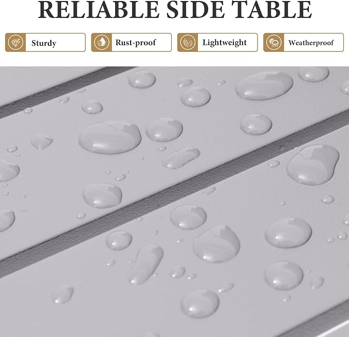 Crestlive Products Outdoor Side Table,Aluminum Rectangular Side/End Table, Small Patio Coffee Bistro Table for Outdoor Indoor