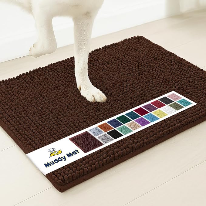 Muddy Mat® | Super Water Absorbent Door Mat Indoor, Microfiber Quick Dry Chenille Entryway Rug, Slip Resistant Front Door Mat, Indoor Mats for Entryway,Machine Washable Pet Rug, Choco Brown 5ft x 7ft