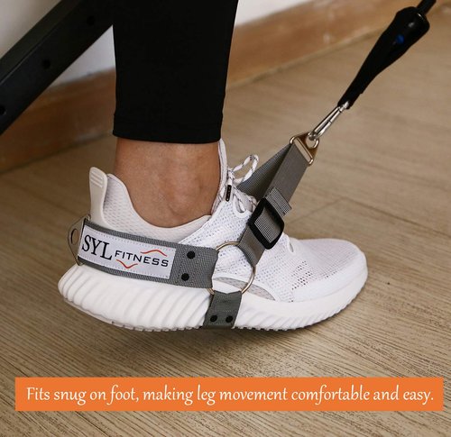 Glute Workout Kickback Strap – Booty Building and Workout Trainer – Home and Gym Leg Resistance Booty Bands for Cable Machines (Gray, Pair Pack)