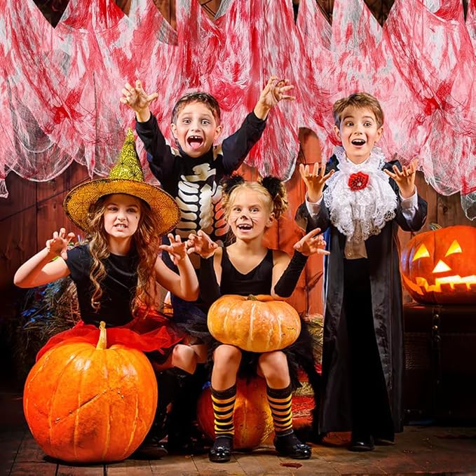 400" x 85" Halloween Creepy Cloth Decoration, Large Bloody Spooky Fabric Cloth Halloween Scary Gauze Cheesecloth for Haunted House Halloween Party Yard Wall Indoor Outdoor Decor