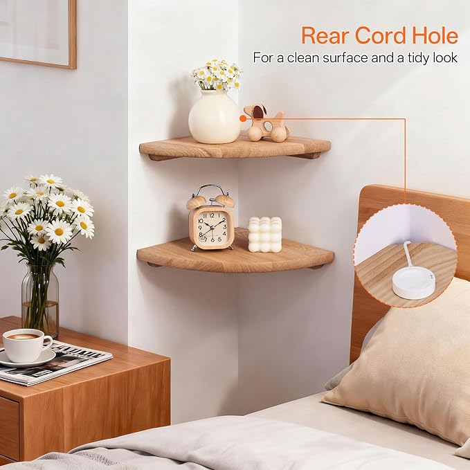 Gieanoo Corner Floating Shelf 16inch Solid Oak Wood Floating Corner Shelf