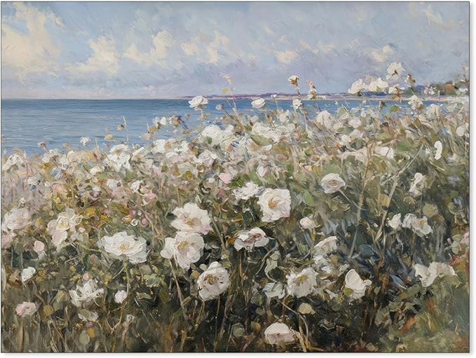 rumlud Nature Landscape Wall Art Coastal Wildflower Poster French Spring