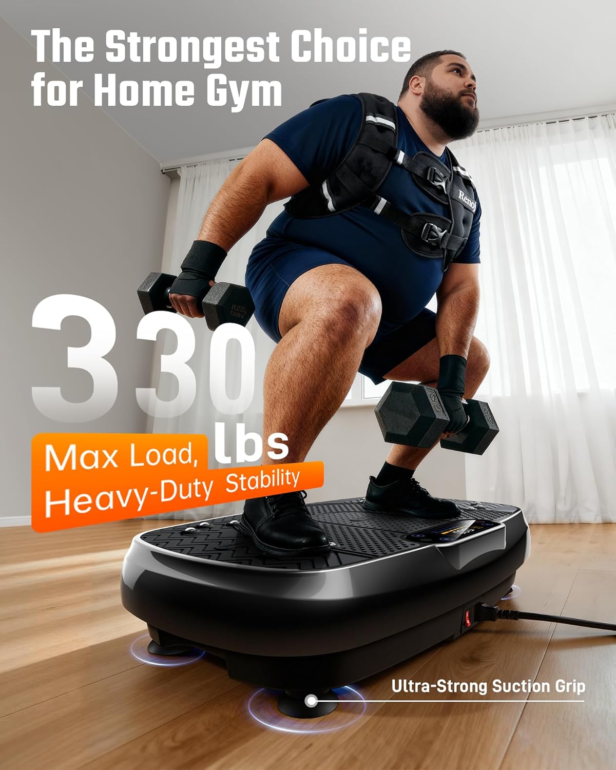 Vibration Plate Exercise Machine - 330lb Full Body Shaker for Weight Loss & Lymphatic Drainage | Home Gym with Speaker & 2 Bands
