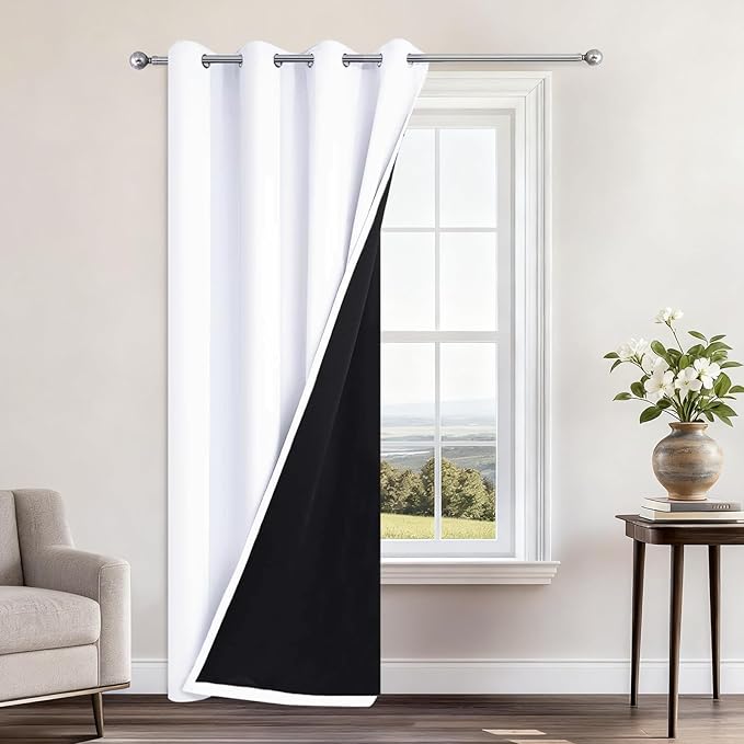 Yakamok 100% Blackout Curtains 96 Inches Long, 2 Thick Layers Heat and Full