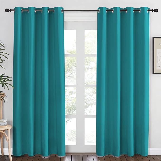 NICETOWN Peacock Teal Blackout Curtains 84inch Length