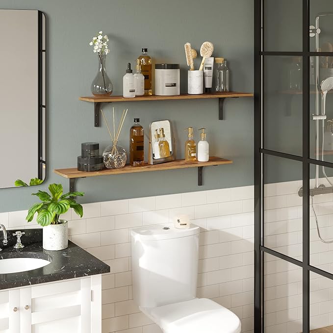 DINZI LVJ Long Wall Shelves, 39.4Inch Wall Mounted Shelves Set of 4, Extra