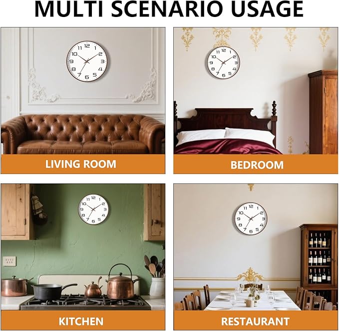 Woodgrain Wall Clock, Silent Non-Ticking Battery Operated Clock 10 Inch