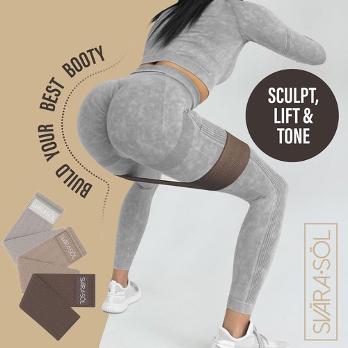 Svära Söl Fabric Resistance Bands Set of 3 for Legs, Glutes, Arms, Booty Bands for Women and Men, Resistance Bands for Working Out, Physical Therapy, Strength Training, Elastic Bands for Exercise