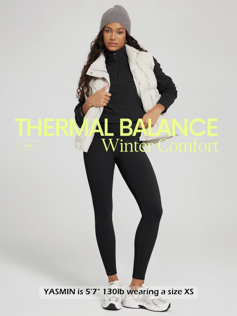 ODODOS Women's Thermal Bonded Fleece Lined 7/8 Leggings - Thick Warm Winter Running Tights 25" High Waisted Yoga Pants with Back Pocket, Black, Small