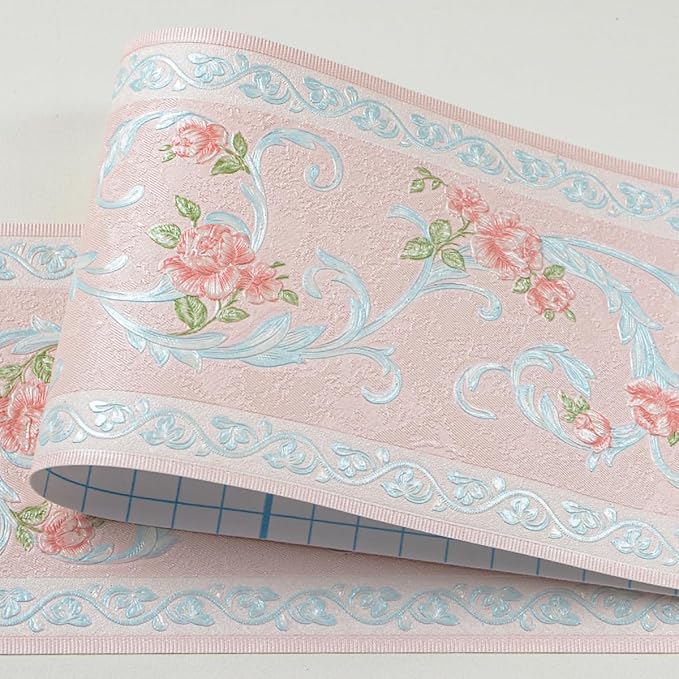 AbaBoorty Pink Flower Pattern Wallpaper Trim