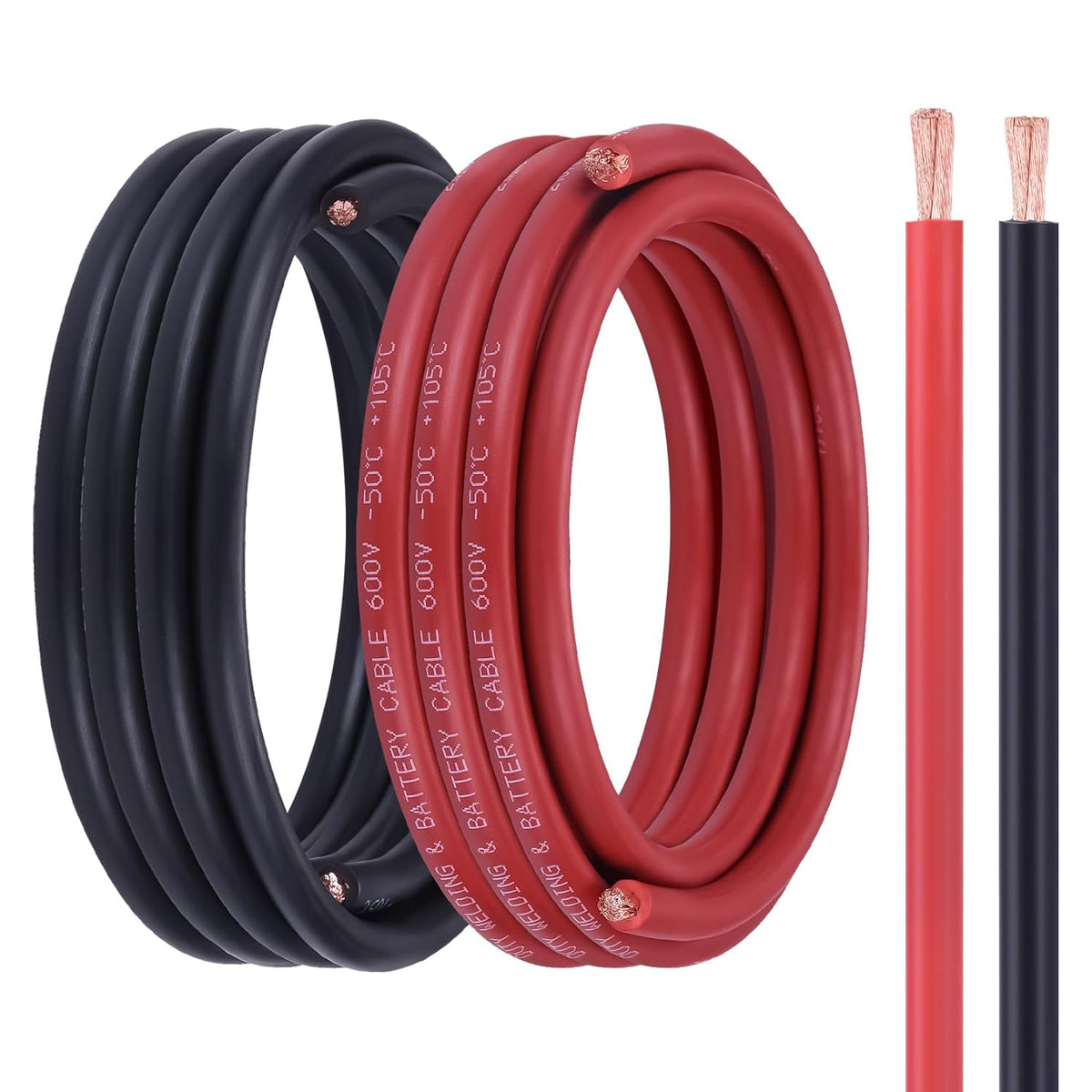6 Gauge Battery Cable - 15FT Red & 15FT Black | Stranded Oxygen-Free Copper for Automotive & Marine Use