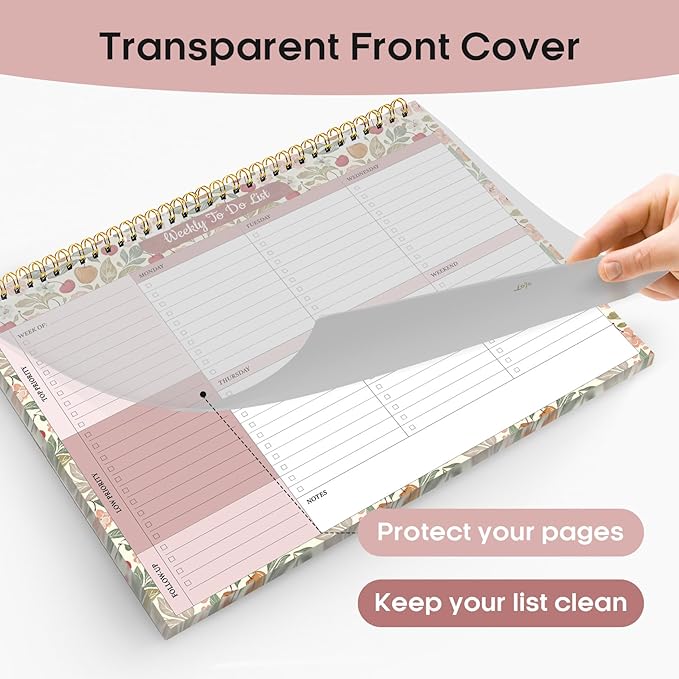 Taja Weekly To Do List Notepad with 52 Undated Sheets（8.5"×11"）- Weekly Desk Planner for Women & Man, Work and Home - 1 Pack Cherry Orchard