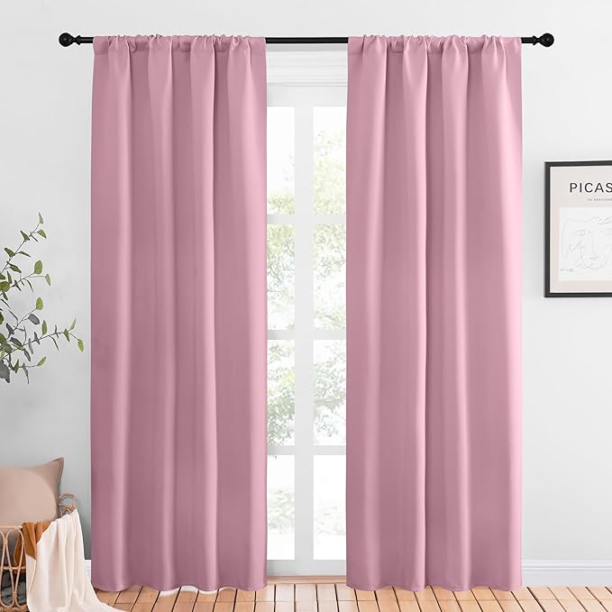 NICETOWN Blackout Curtains for Living Curtains, Rouge Pink, 2 Panels, 42 by 84