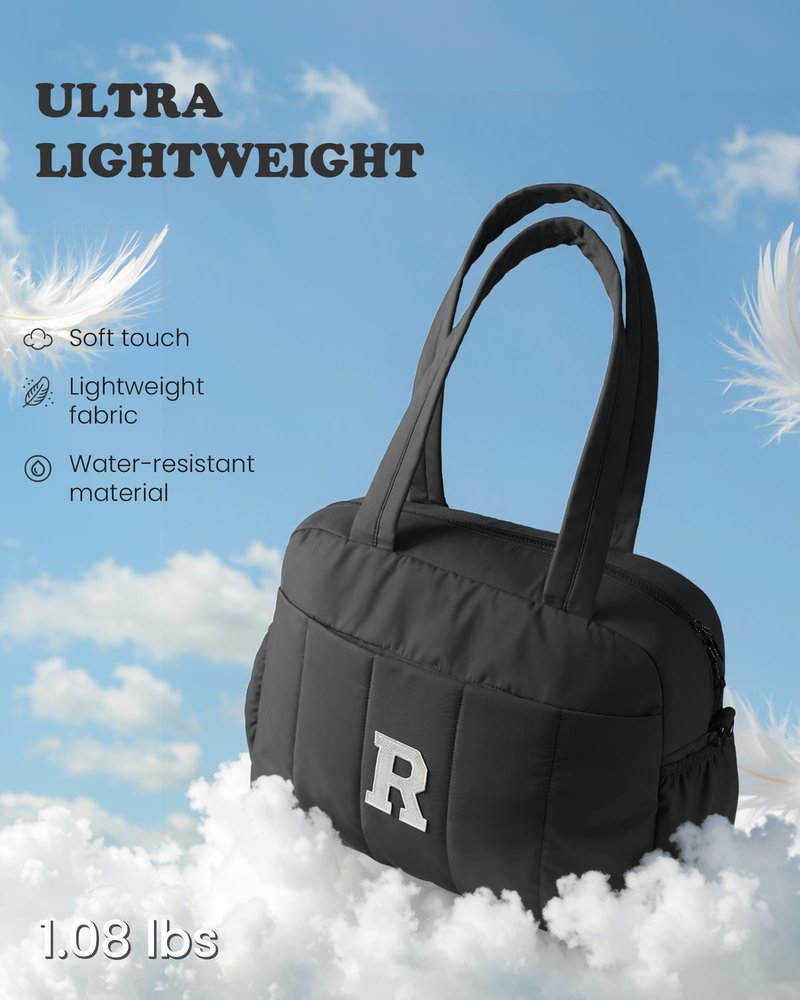 Vogewood Women Duffle Bag with Initial, Gifts for Women Unique-Personal Item Travel Bags，Gym Bag with Wet Pocket，Lightweight Travel Bags Personalized Tote with Makeup Pouch