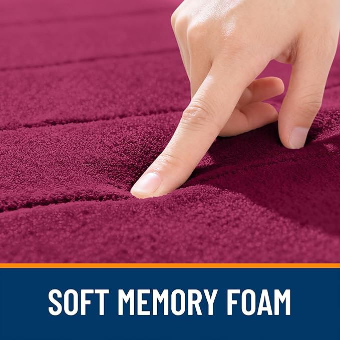 OLANLY Memory Foam Bath Mat 24x16, Super Soft Absorbent Bathroom Rugs, Quick Dry, Machine Washable Shower Floor Rugs, Bathmat Carpet, Bathroom Home Decor Accessories, Burgundy