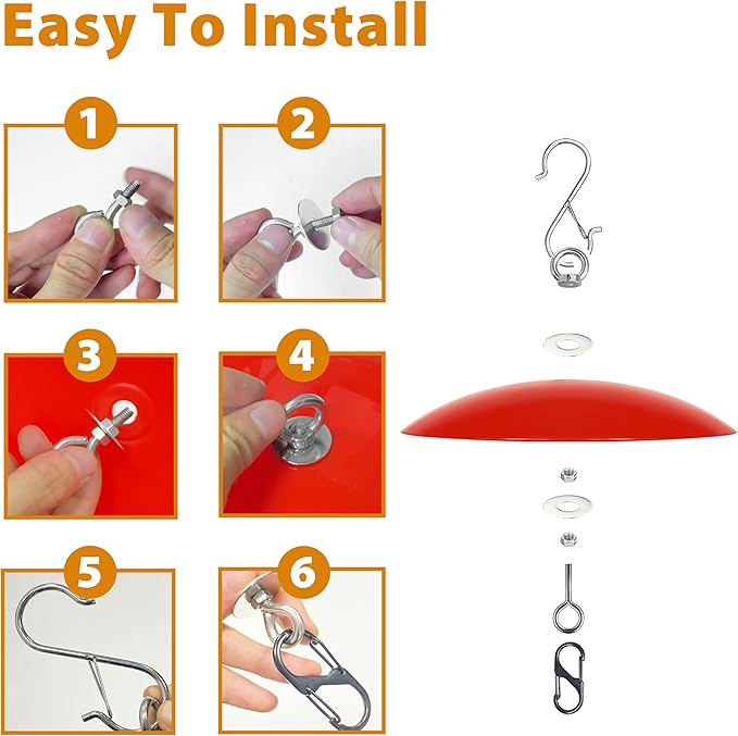 8" Bird Feeder Dome, Hummingbird Feeder Rain Guard, Bird Feeder Cover for Small Feeders, Protective Cover Work with Ant Guards（Red,2 Pack