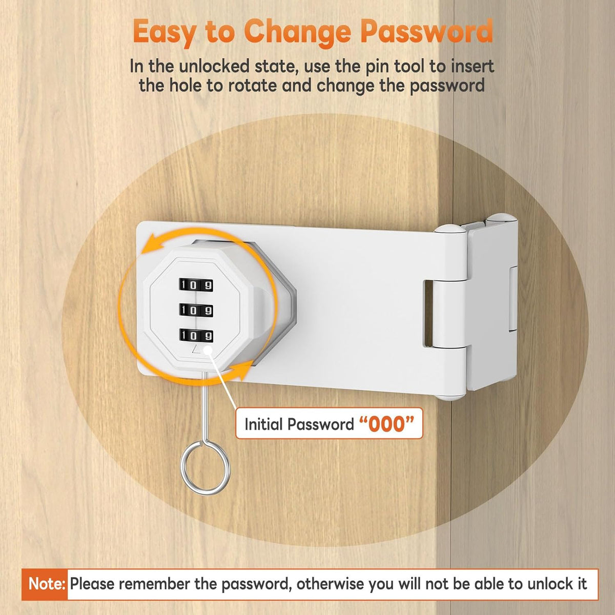 90 Degree 3-Digit Combination Cabinet Lock, Zinc Alloy Keyless Folding Hasp Lock Latch, Password Security Rotary Door Latch for Office File Cabinet, Drawer, Locker, Cupboard (1, White)