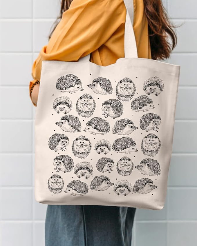 AUSVKAI Canvas Tote Bag Aesthetic for Women, Cute Reusable Cloth Cotton Bags for Shopping Beach Grocery