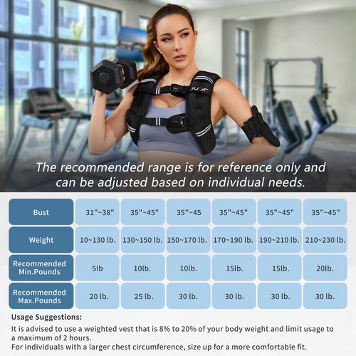 FUFF Weighted vest woman - 5lb Weights with Reflective Stripe, Weighted Vest for Men Women Strength Training Running Walking Jogging
