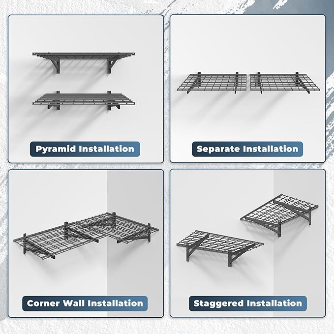 Jusgym 2 Pack Heavy Duty Garage Wall Shelving Set, Wall Mounted Garage Shelves