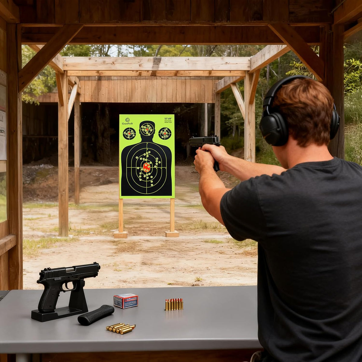 Silhouette Splatter Targets - Adhesive Shooting Targets | Bright Fluorescent Yellow - 12 x 18 Inch