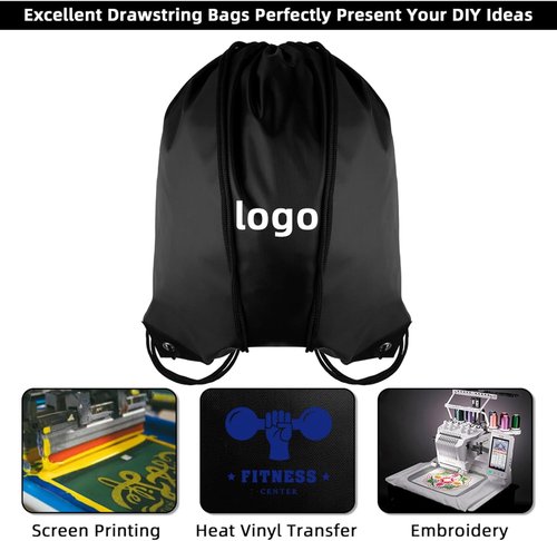 GoodtoU Nylon Backpacks - Drawstring Bags for Sport, Traveling, Team (Black, 128Pcs)