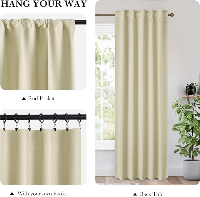 RYB HOME 100% Blackout Short Curtains
