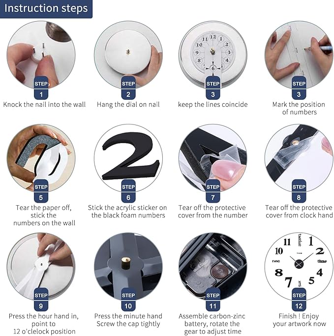 AILILIFE 20-28 Inch DIY Wall Clock 3D Frameless Silent Non-Ticking, Modern