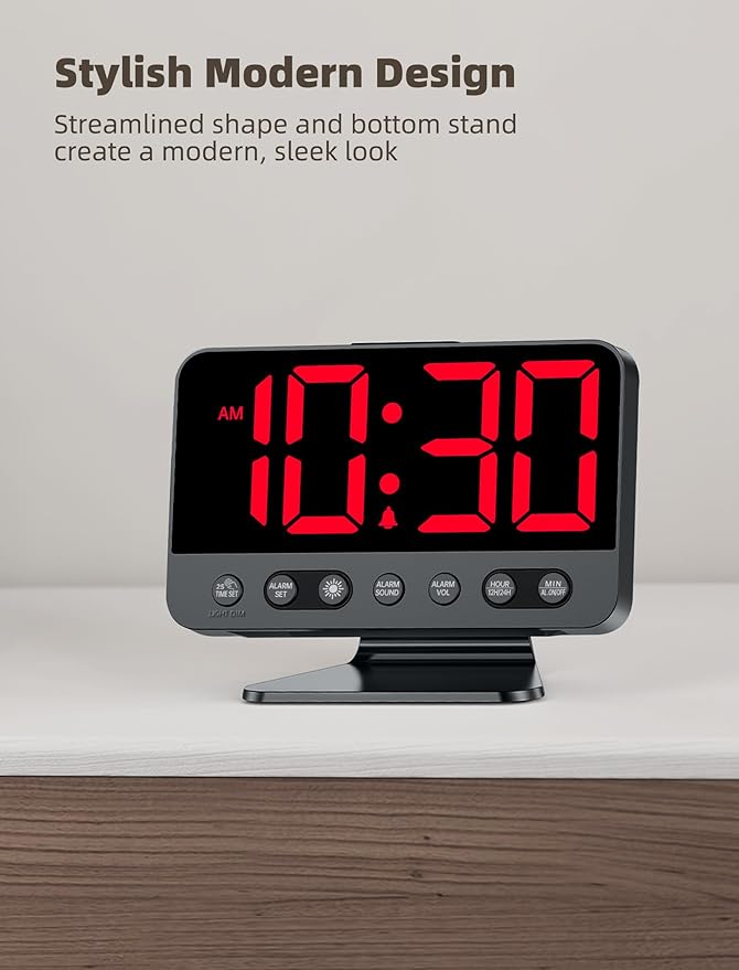 Odokee Digital Alarm Clocks for Bedrooms: Large Bold Number 5 Brightness Dimmer