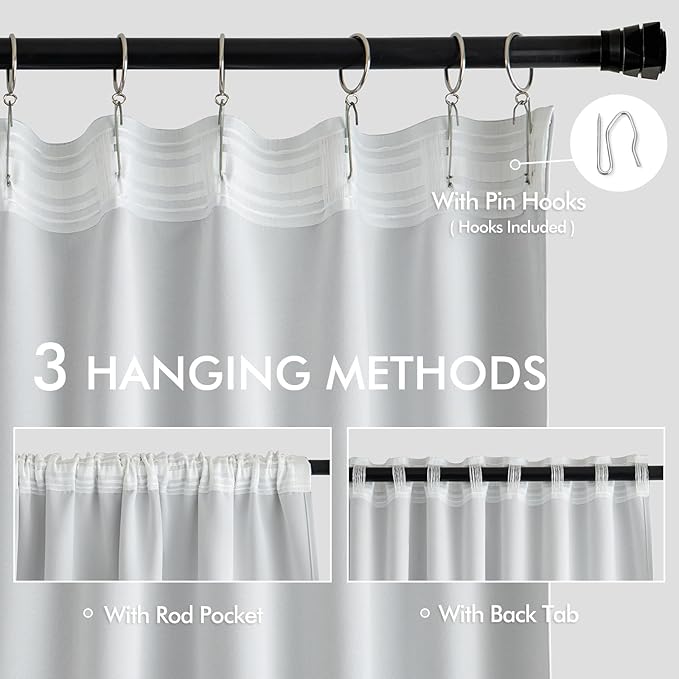 MIULEE Back Tab Light Blocking Curtains 84 Inch Length 2 Panels Set