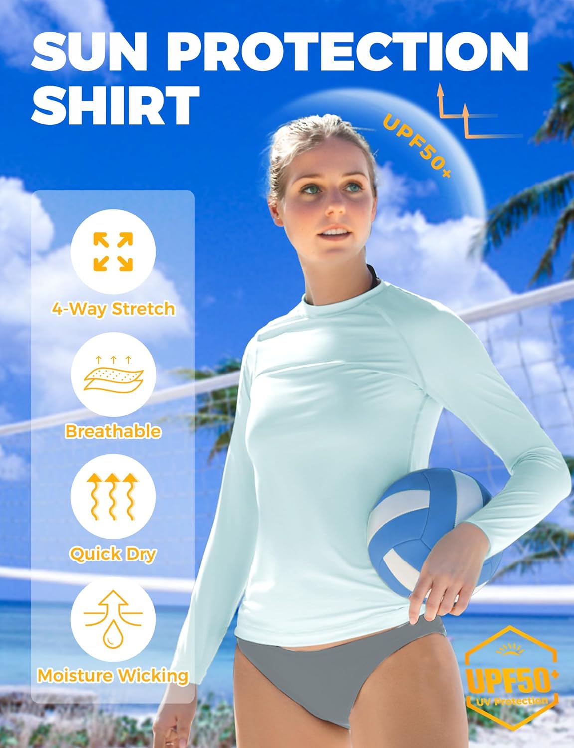 Skiennix Women's UPF50+ Rash Guard - Long Sleeve UV Protection Quick Dry Shirt for Hiking & Swimming