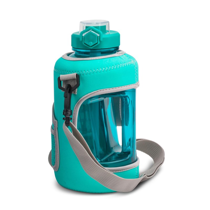 Hydragear Studio Sport Jug with Neopreme Sleave, Easy-Carry Strap, and Leak-proof Straw Lid - 54 Oz - Chase