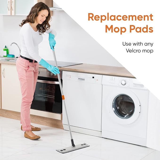Superio Microfiber Mop Replacement Head, 16 inch Damp Mop Pad Refill for Miracle Mop Dusting and Spray Mop, attaches to Velcro mop(2 Pack)