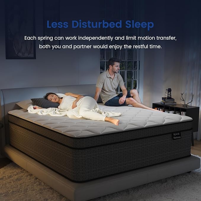 Full Size Mattress, 10 Inch Hybrid Full Bed Mattress in a Box, with Gel Memory Foam and Individual Pocket Springs, Motion Isolation, Zoned Support & Pressure Relief, Medium Firm
