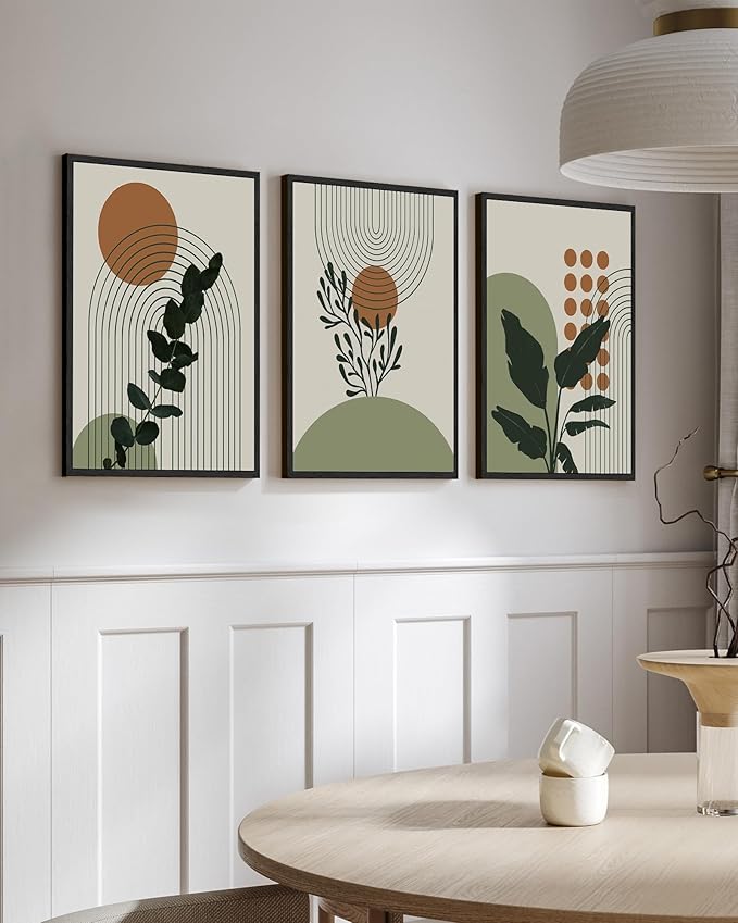 PHOPAGO Boho Plant Wall Art Green Botanical Bohemain Framed Wall Printing