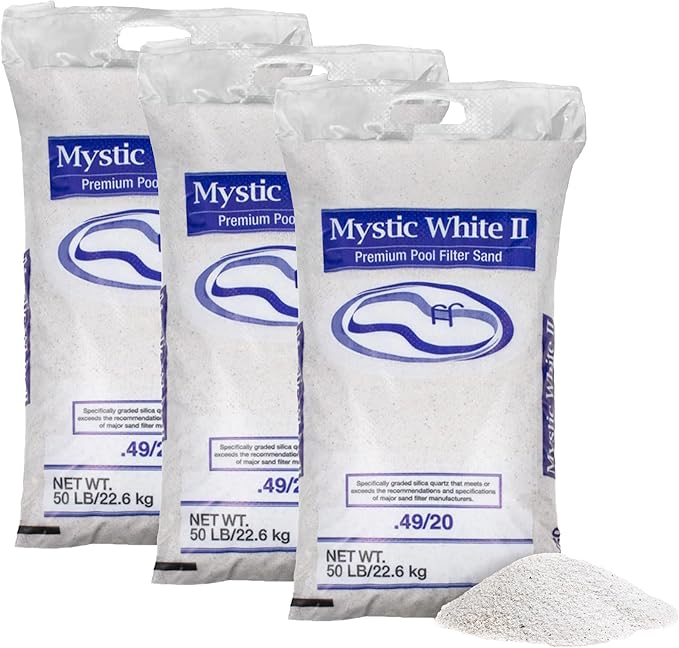 U.S. Silica 3 Pack Mystic White II Sand for Above Ground and Inground Pool Filter Pumps, 50 Lb - Accessories and Supplies for Swimming Pool System Cleaning and Maintenance