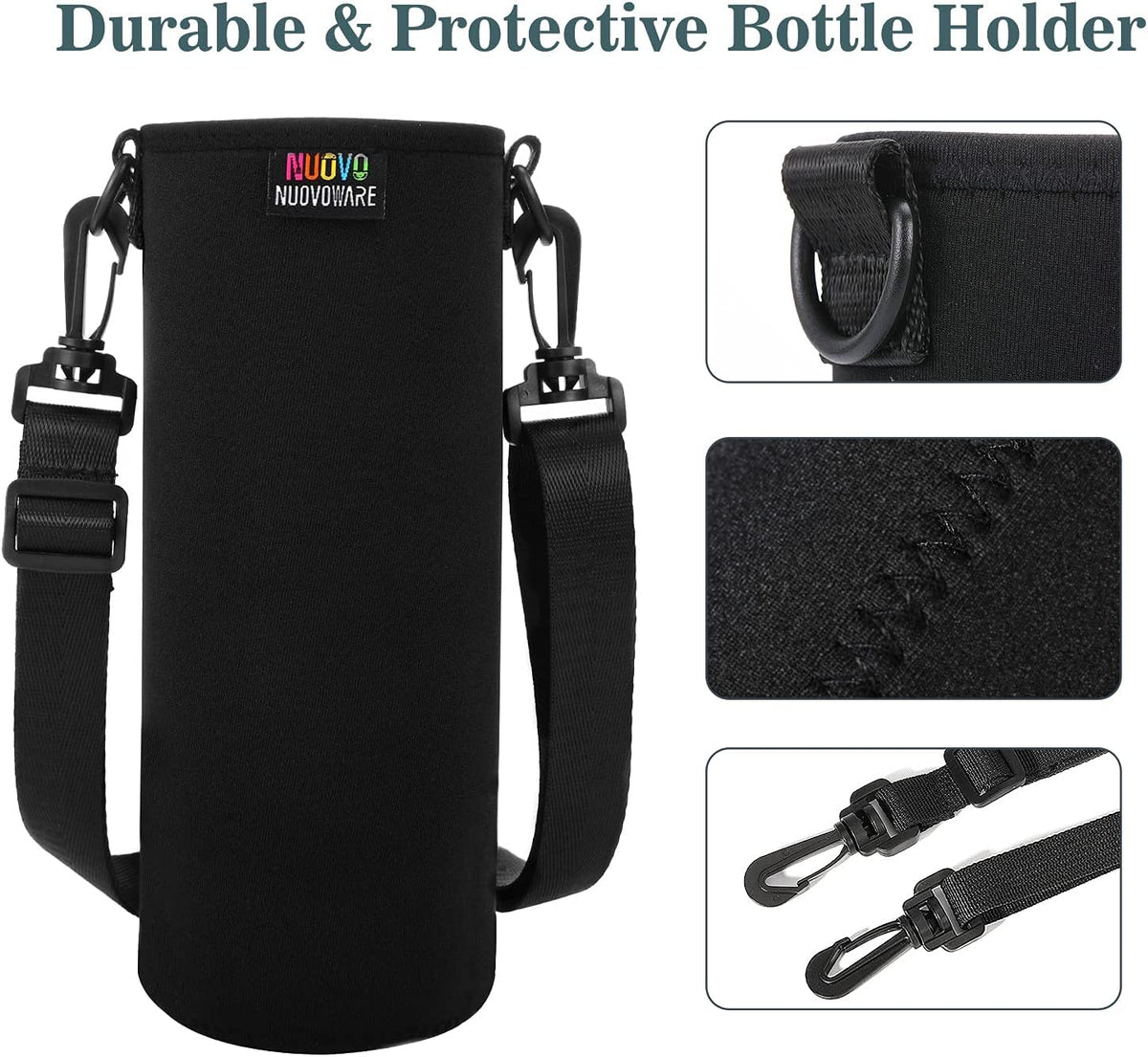 Nuovoware Water Bottle Carrier Bag, Premium Neoprene Portable Insulated Water bottle Sling Holder Bag 1000ML with Adjustable Shoulder Strap for Men Women Hiking, Sling Bottle Bag Case