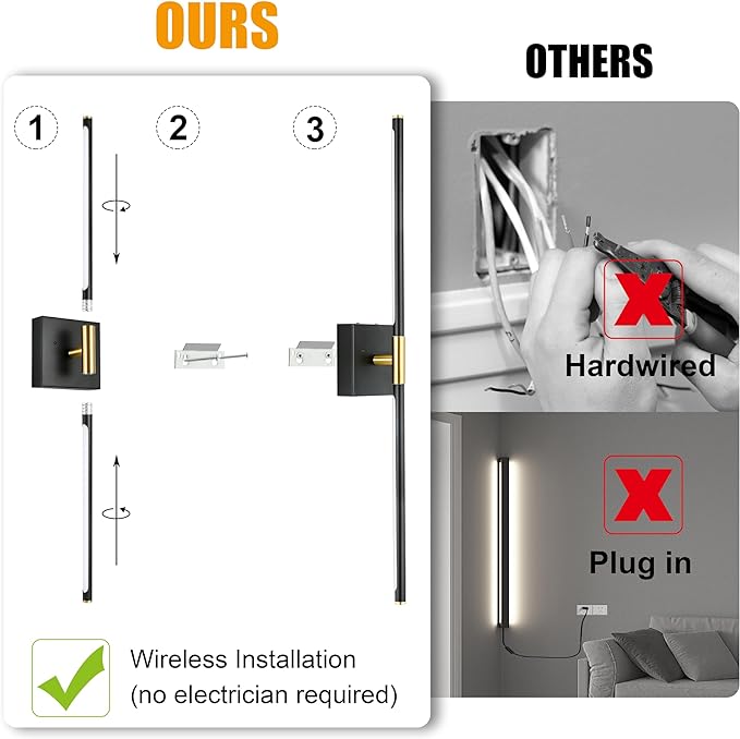 Morauroral Battery Operated Wall Sconces Set of 2, 10000mAh Rechargeable Sconces