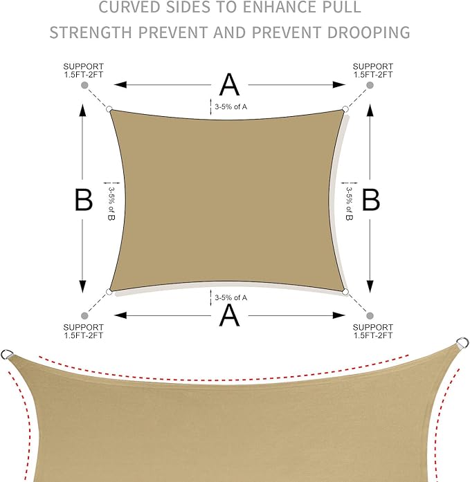 LOVE STORY 20' x 23' Rectangle Terra Red Sun Shade Sail Canopy UV Block for Outdoor Patio Garden Backyard