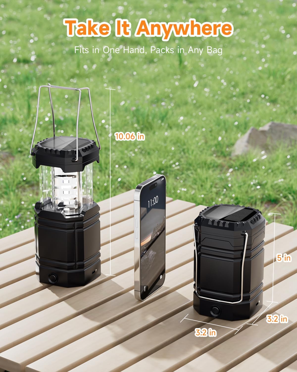 Solar Camping Lantern 4 Pack - Rechargeable LED Lights with USB-C & Solar Power | Collapsible Emergency Flashlights